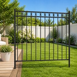 Premium Black Steel Garden Fence Panel 1.7x1.2m