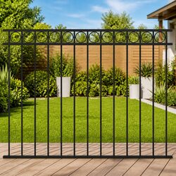Durable Steel Fence Panel with Circular Top Design