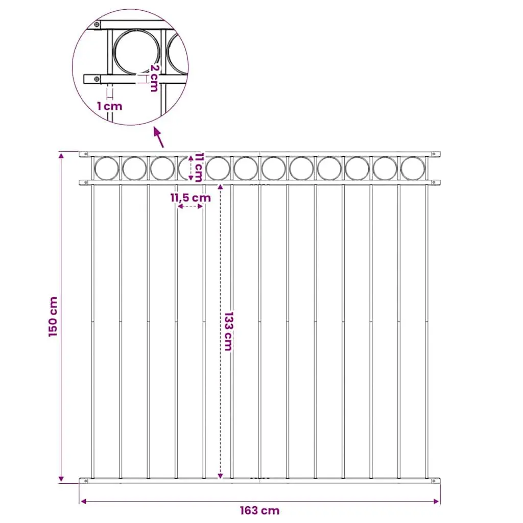 Steel Fence Panel Garden Outdoor Backyard Patio Privacy Screen 1.7x1.5 m Black