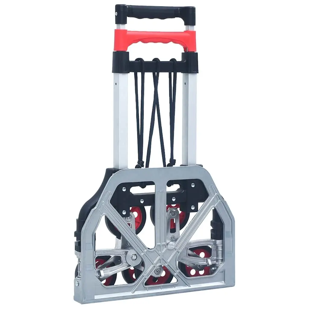 Foldable Stair Climbing Cart Aluminium Black 70kg Capacity Portable Hand Trolley Three Wheel