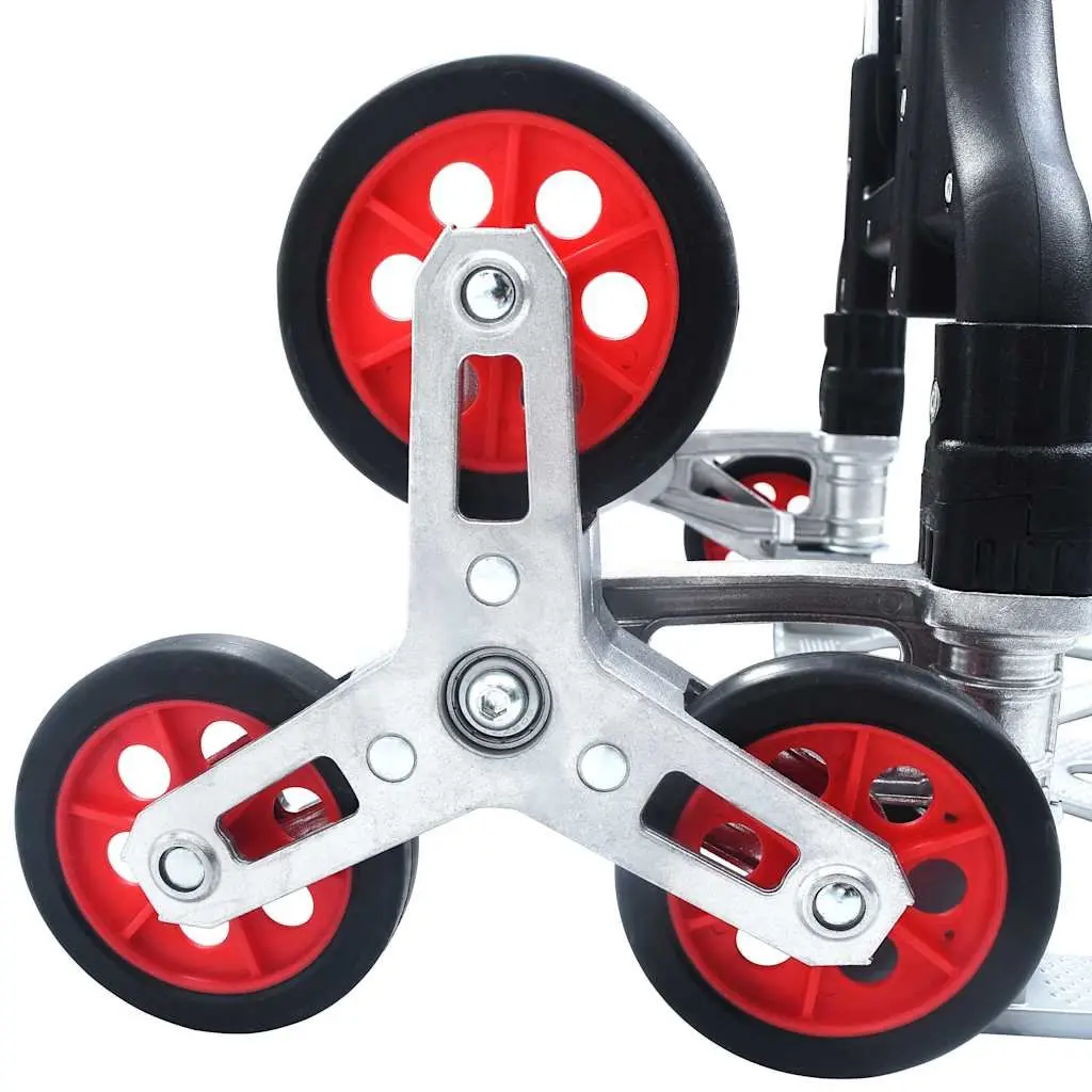 Foldable Stair Climbing Cart Aluminium Black 70kg Capacity Portable Hand Trolley Three Wheel