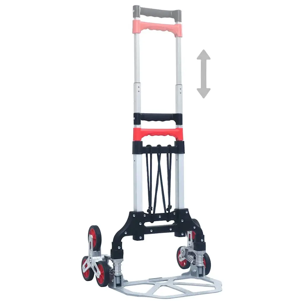 Foldable Stair Climbing Cart Aluminium Black 70kg Capacity Portable Hand Trolley Three Wheel