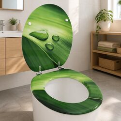 Green Water Drop Toilet Seat with Adjustable Hinges