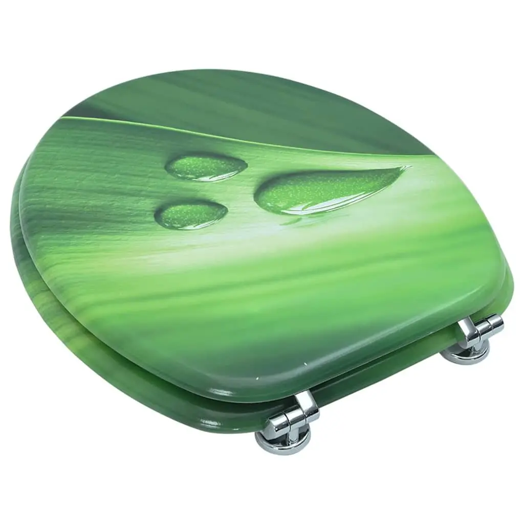 Green Water Drop Toilet Seat with Adjustable Hinges