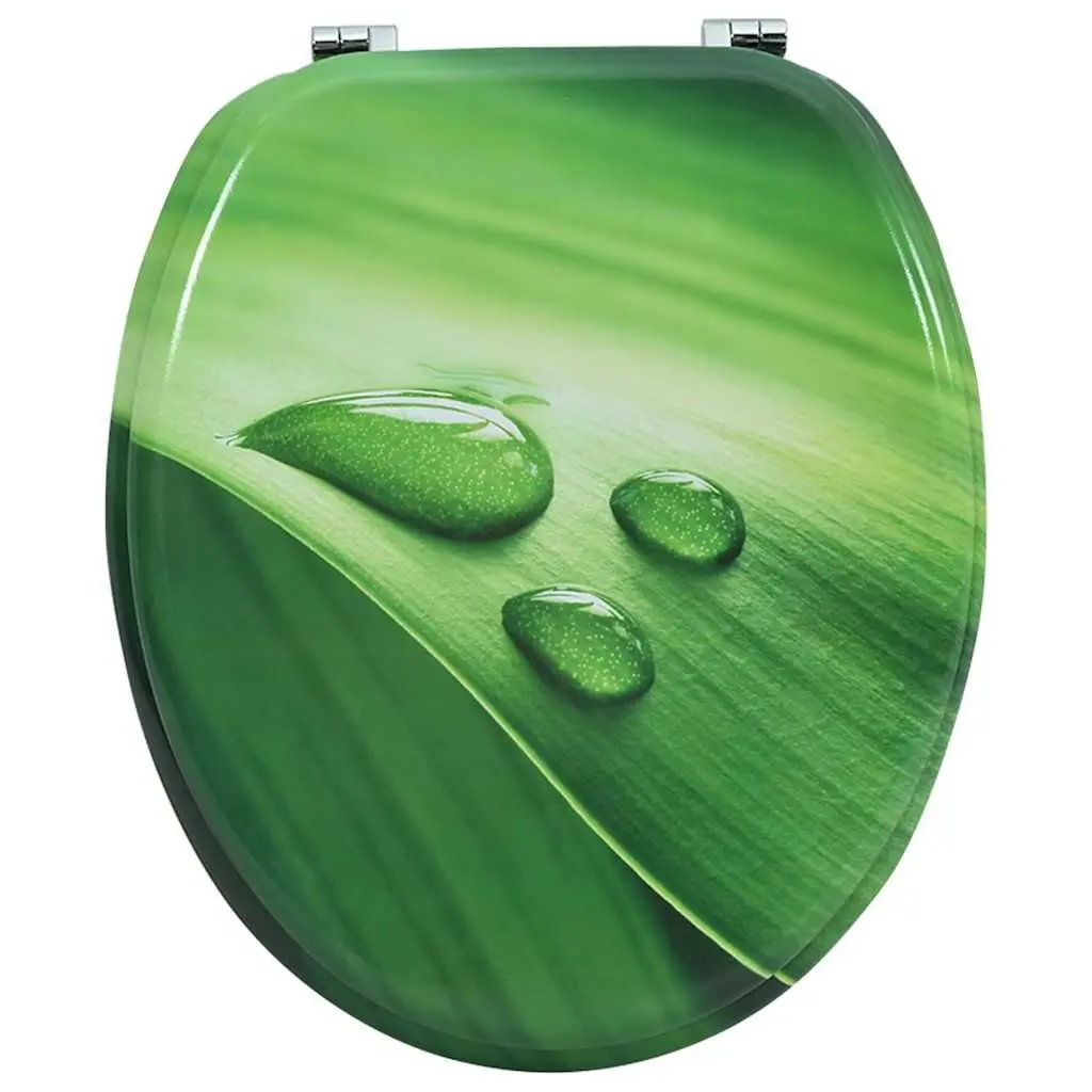 Green Water Drop Toilet Seat with Adjustable Hinges