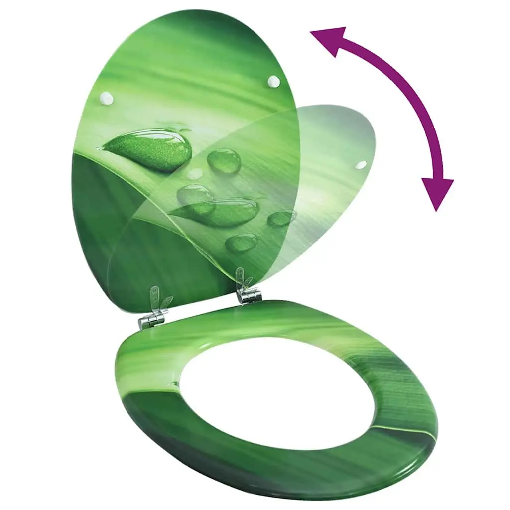 Green Water Drop Toilet Seat with Adjustable Hinges