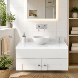 Stylish Matt White Round Ceramic Bathroom Sink