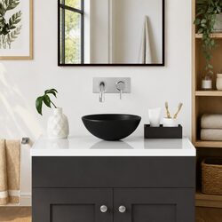 Premium Matt Black Round Ceramic Above Counter Sink