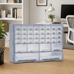 Multi-Drawer Organiser 38 Drawers Tool Storage Cabinet Box Grey Hardware