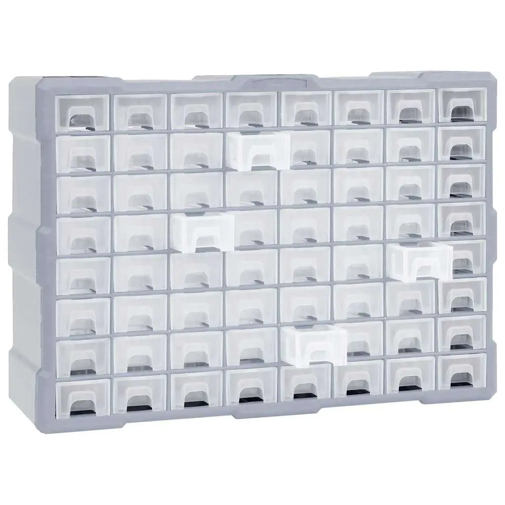 64 Drawer Multi-Compartment Tool Organiser Storage Box Cabinet Grey 52x16x37.5cm