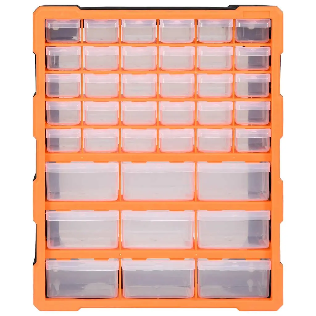 Orange Multi-Drawer Organiser with 39 Durable Drawers