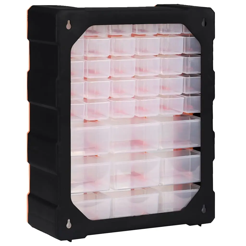 Orange Multi-Drawer Organiser with 39 Durable Drawers