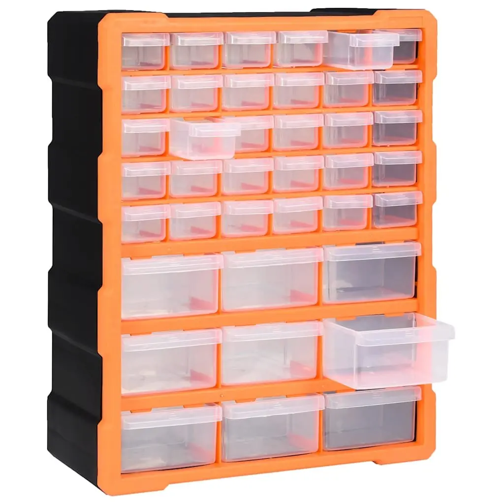 Orange Multi-Drawer Organiser with 39 Durable Drawers
