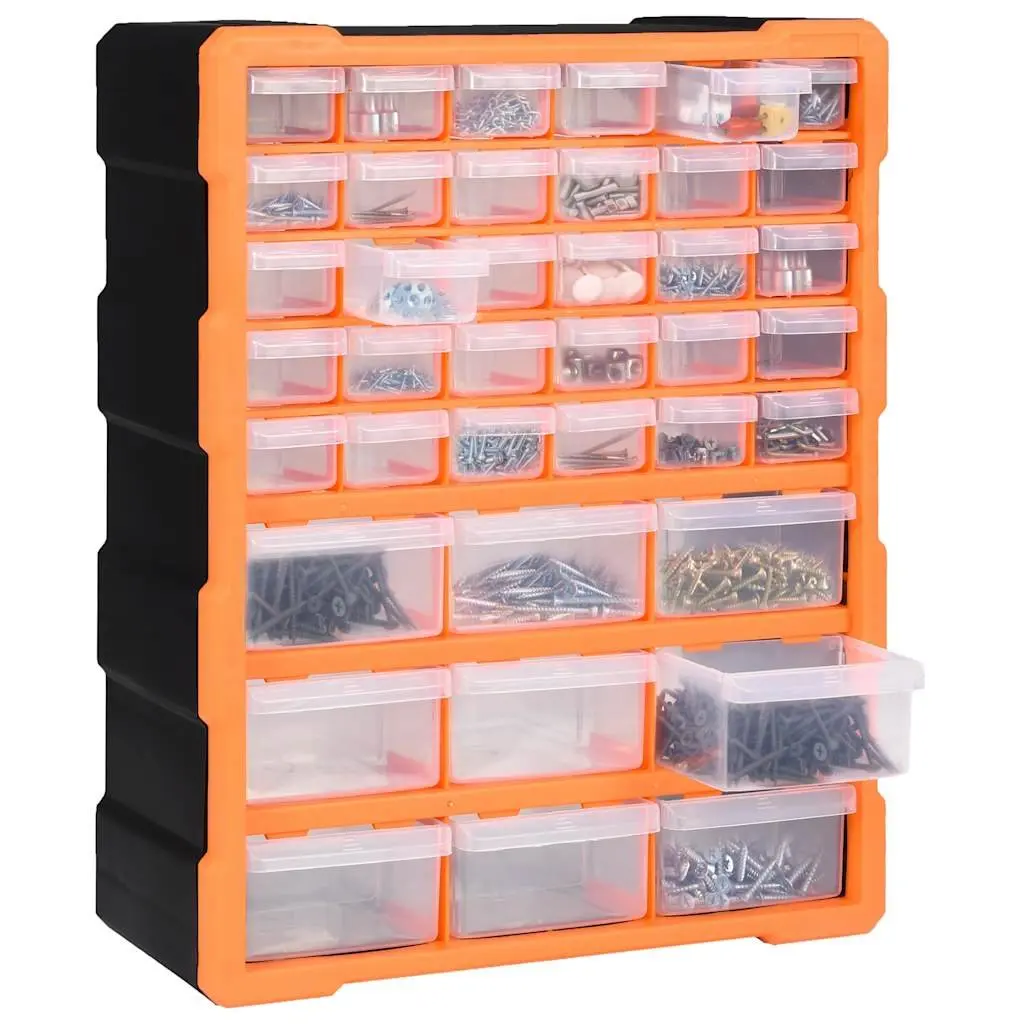 Orange Multi-Drawer Organiser with 39 Durable Drawers