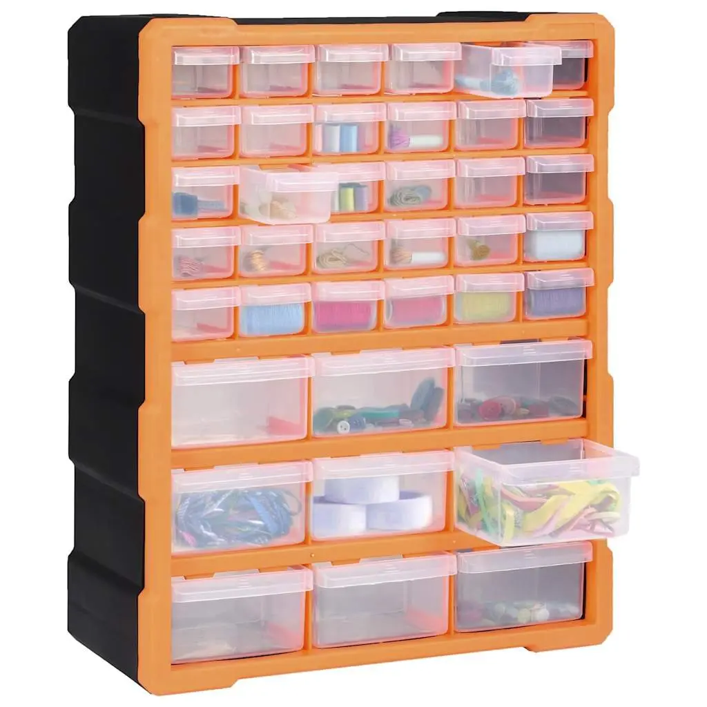 Orange Multi-Drawer Organiser with 39 Durable Drawers
