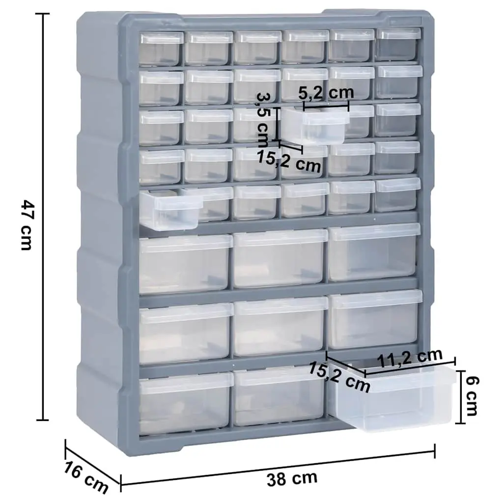 Multi-Drawer Organiser Toolbox with 39 Drawers