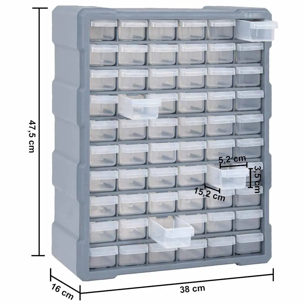 60 Drawer Multi-Drawer Tool Organiser Storage Box Workshop Hardware Grey