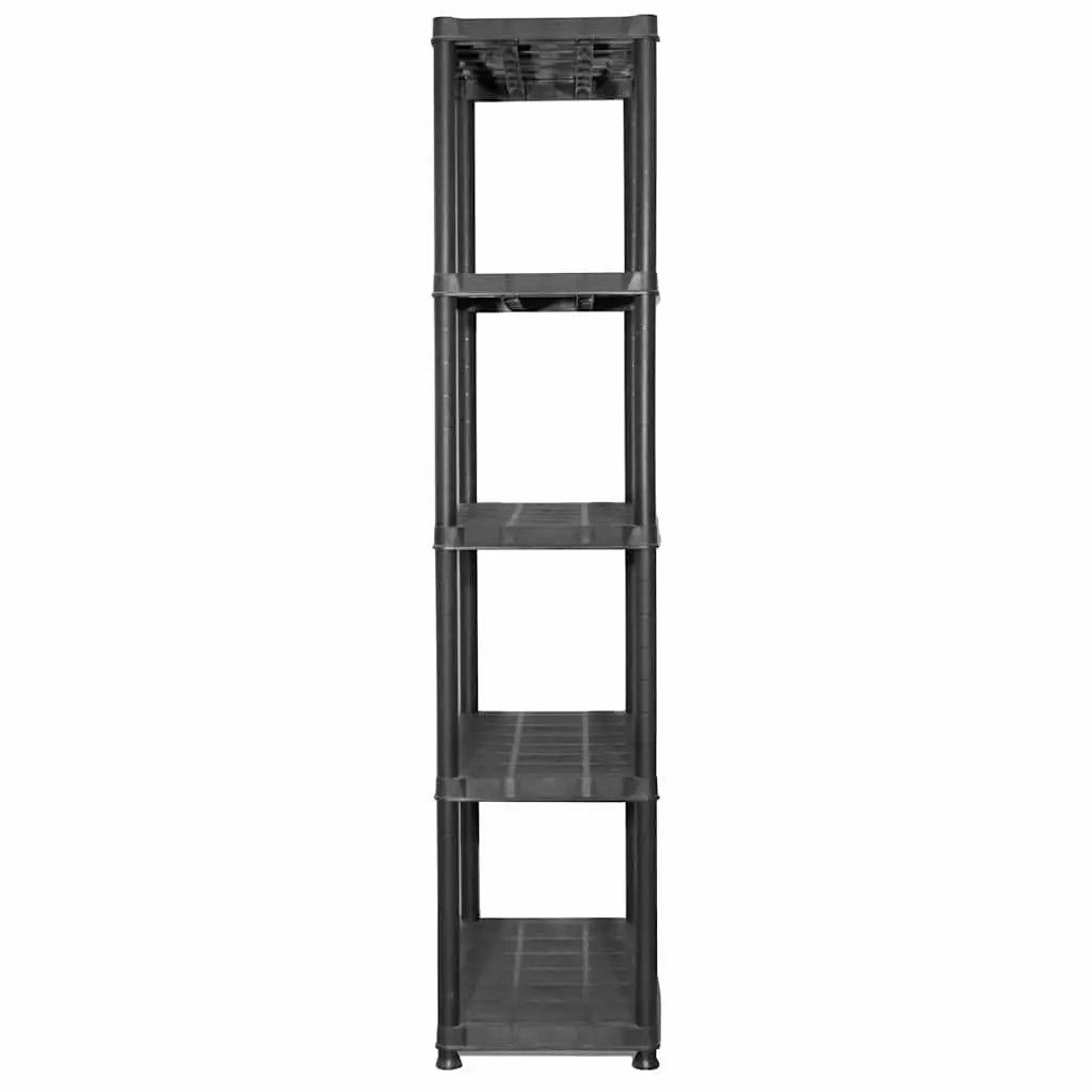5-Tier Black Plastic Storage Shelf for Organizing