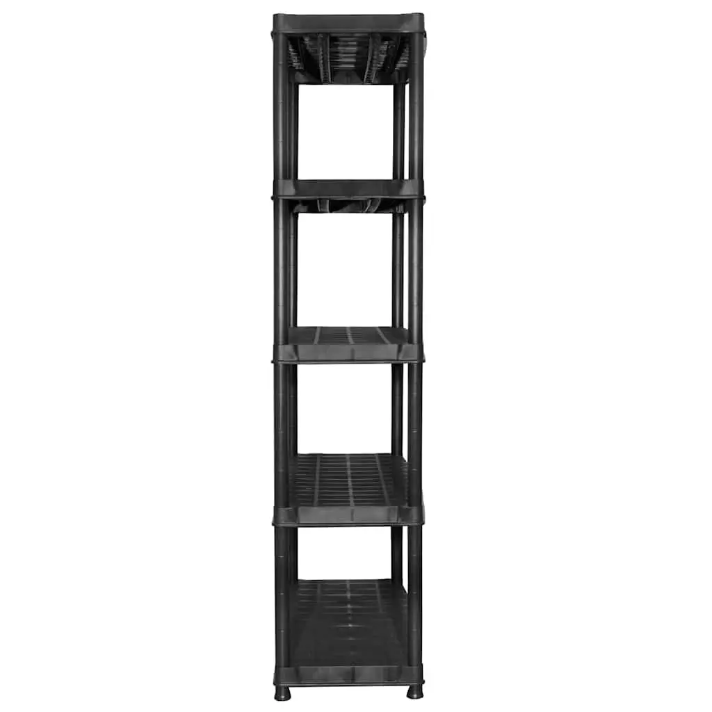 5-Tier Black Plastic Bookshelf for Organizing