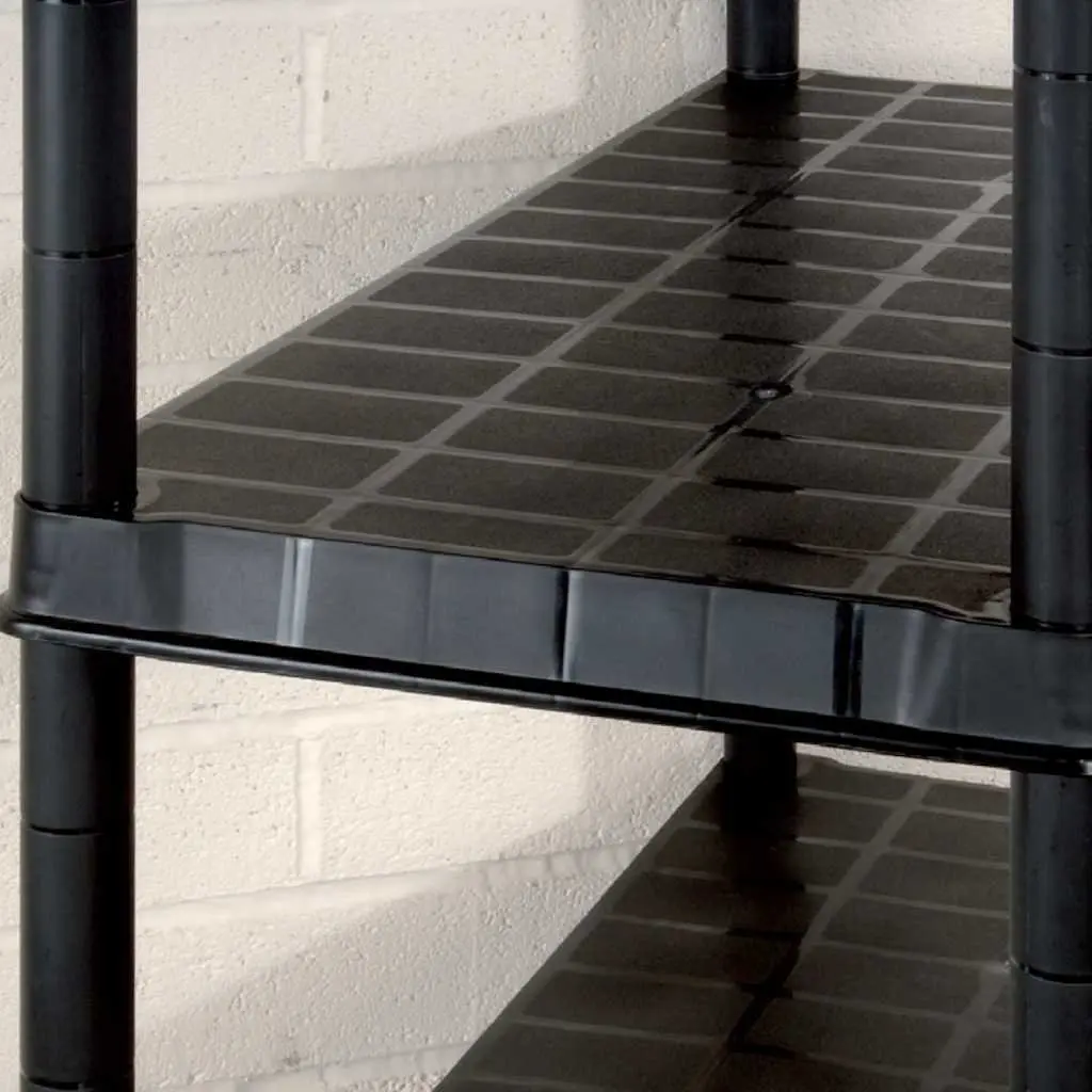 5-Tier Black Plastic Bookshelf for Organizing
