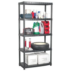 Durable 5-Tier Black Plastic Storage Shelf for Organization