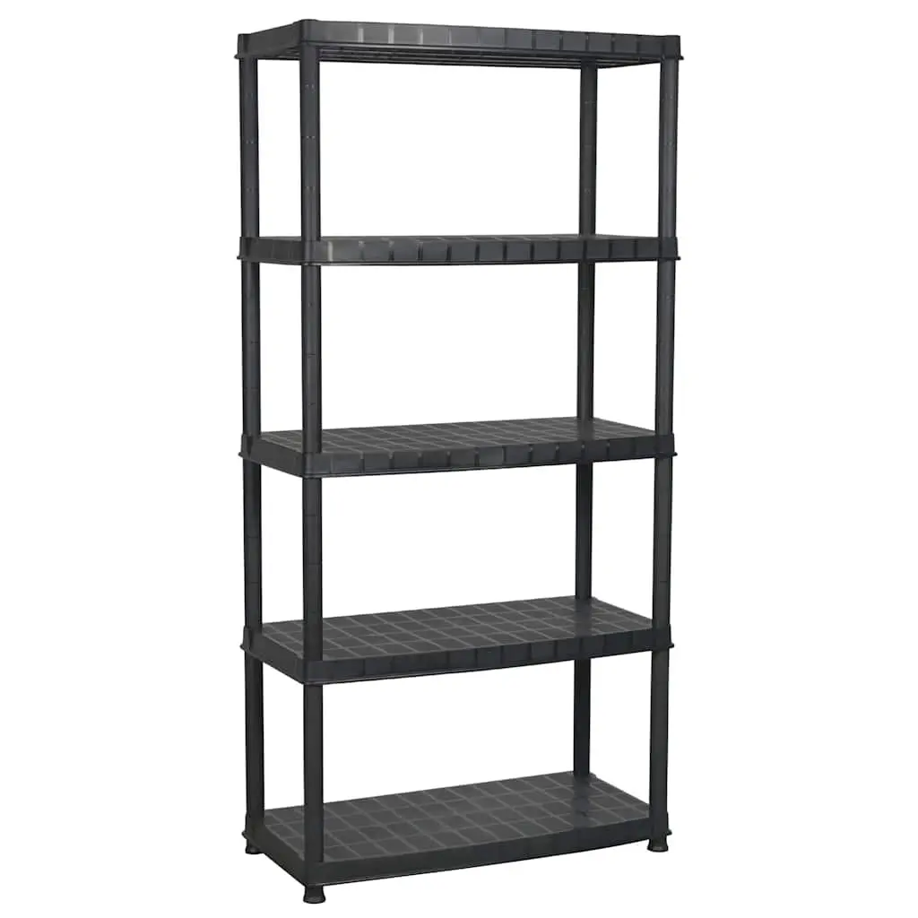 5-Tier Storage Shelf Plastic 91.5 x 45.7 x 185 cm Black