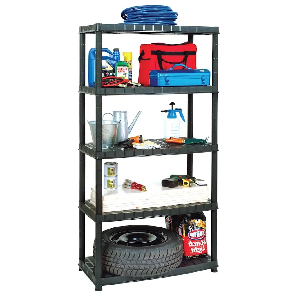 5-Tier Storage Shelf Plastic 91.5 x 45.7 x 185 cm Black