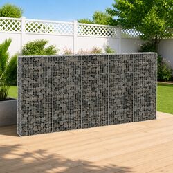 Sturdy Gabion Wall Fence Panel in Galvanised Steel 300x30x150cm
