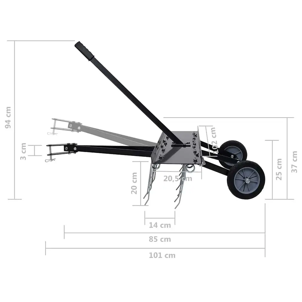 Scarifier Lawn Aerator 100cm Galvanised Steel for Ride-on Mower