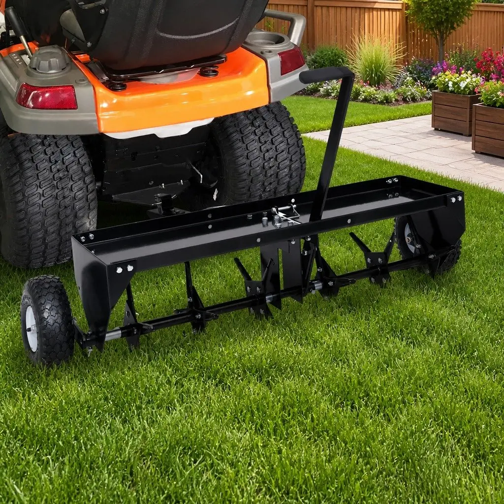 Lawn Aerator Roller 102cm for Ride-on Mower Soil Loosening Garden Tool
