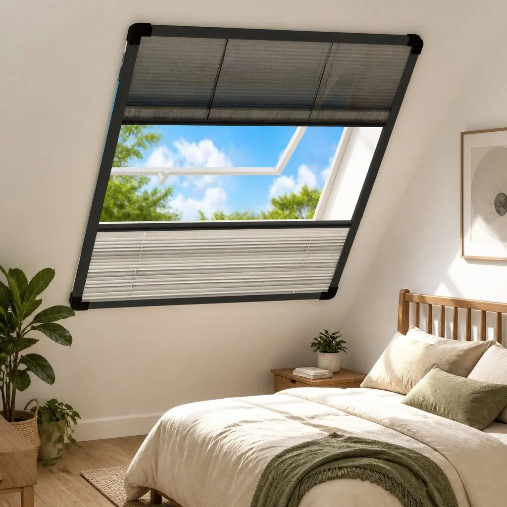 Plisse Insect Screen Window 80x100cm Anthracite Frame