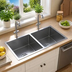 Stainless Steel Double Bowl Kitchen Sink with Satin Finish