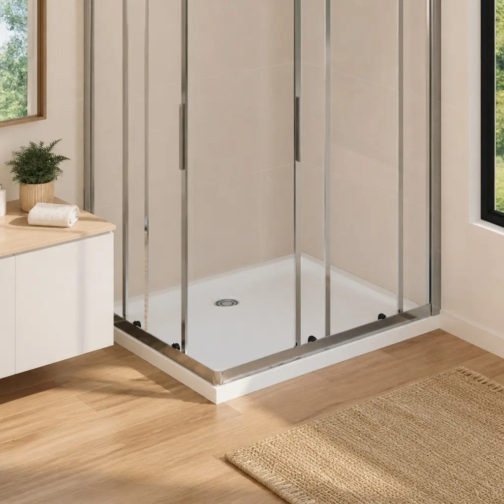 Low Threshold White Shower Base 80x90 cm