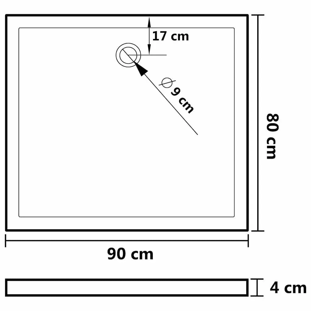Low Threshold White Shower Base 80x90 cm