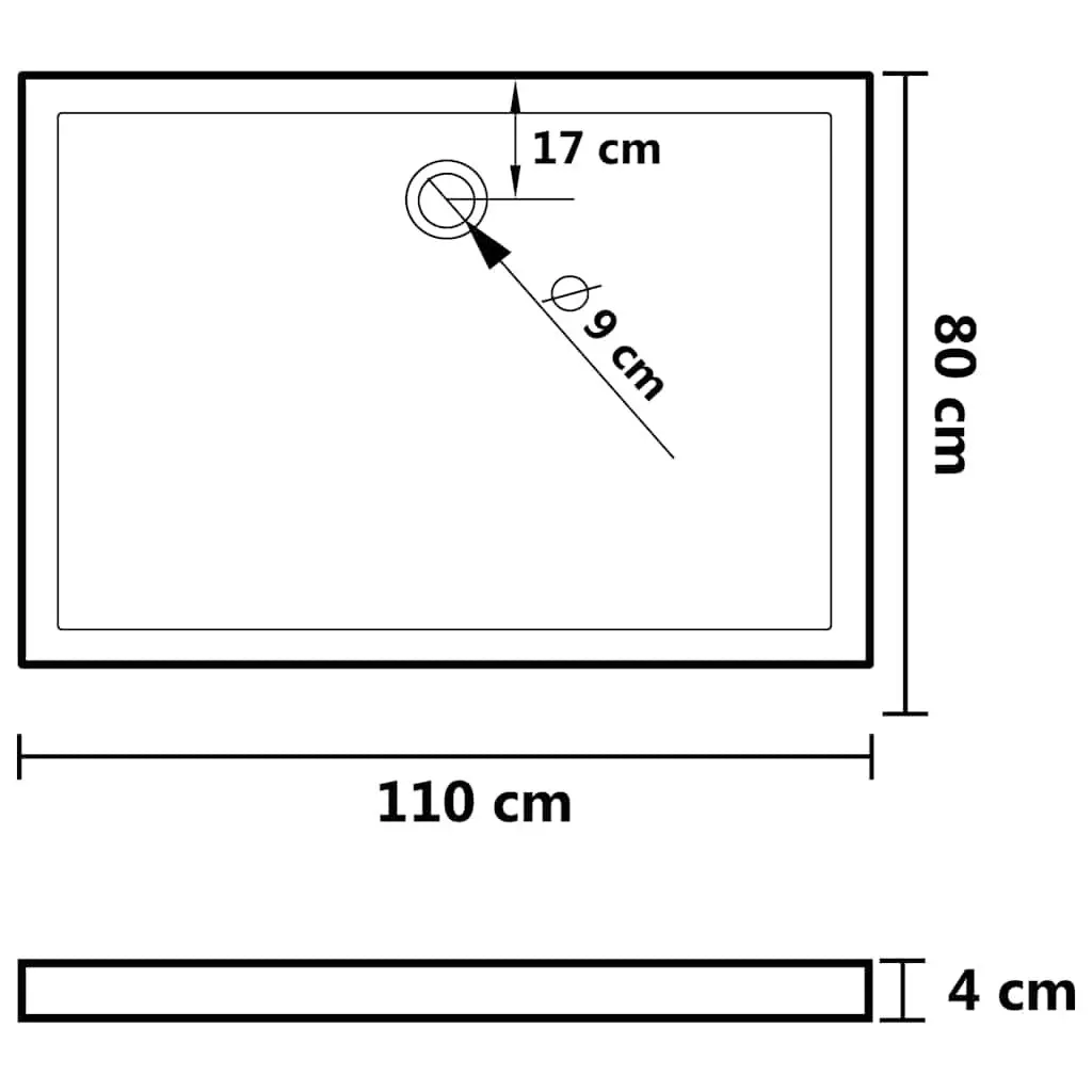 Shower Base Tray ABS Fibreglass 80x110 cm White Low Threshold Modern Bathroom