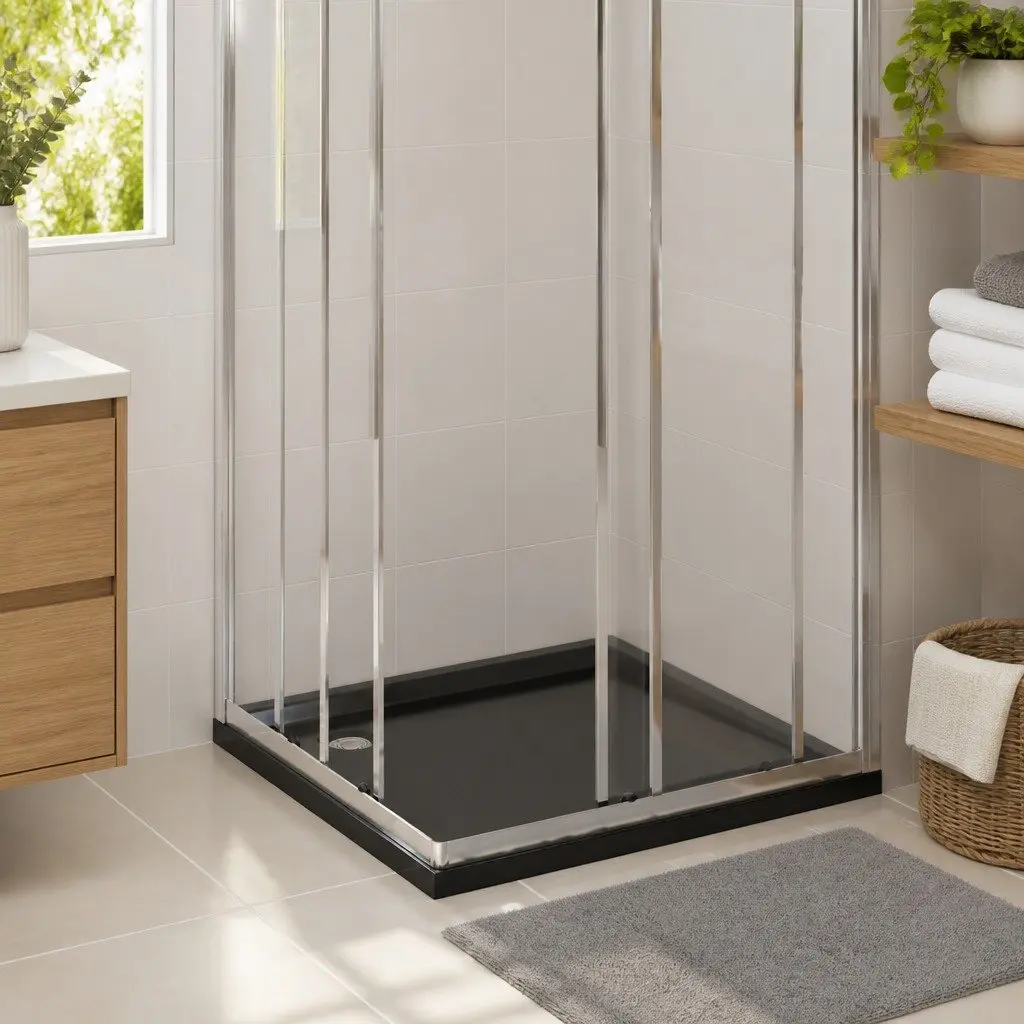 Black ABS Square Shower Base Tray 90x90 cm