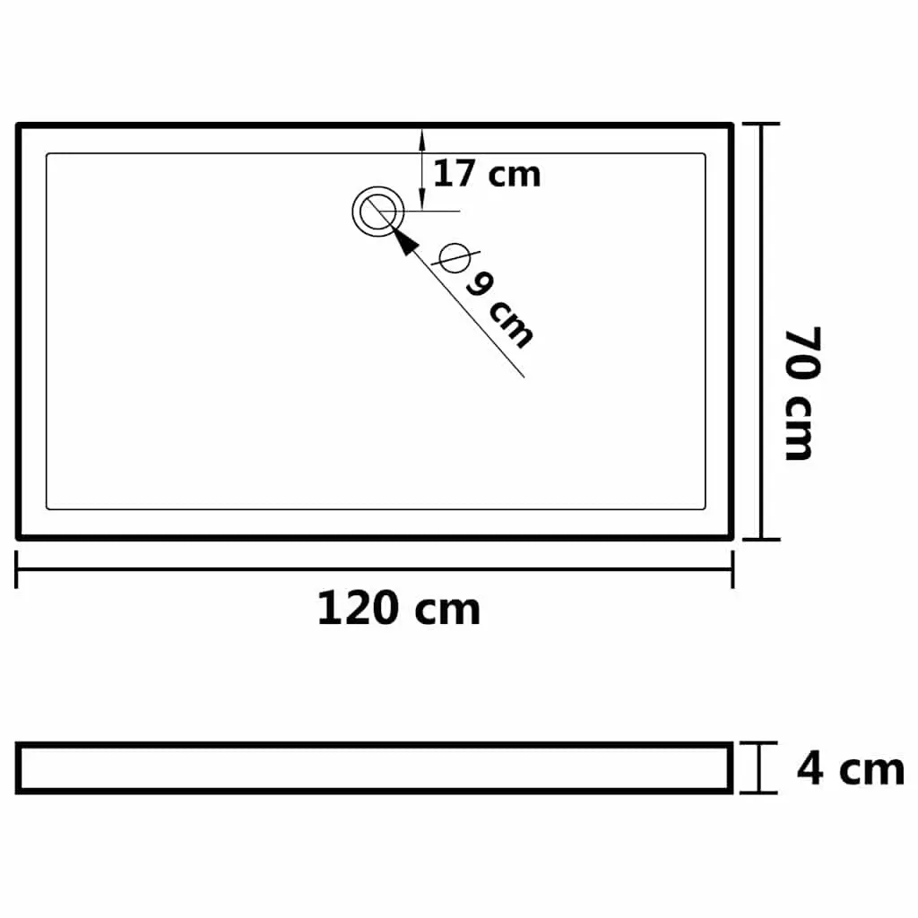 Shower Base Tray ABS 70x120 cm Black Low Threshold Modern