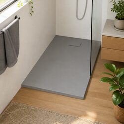 Low Profile Grey Shower Base Tray 120x70 cm with Skid Resistance