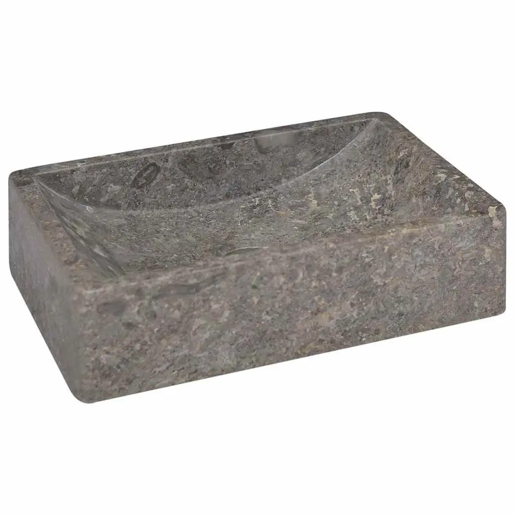 Bathroom Sink Marble 45x30x12cm Grey High Gloss Modern