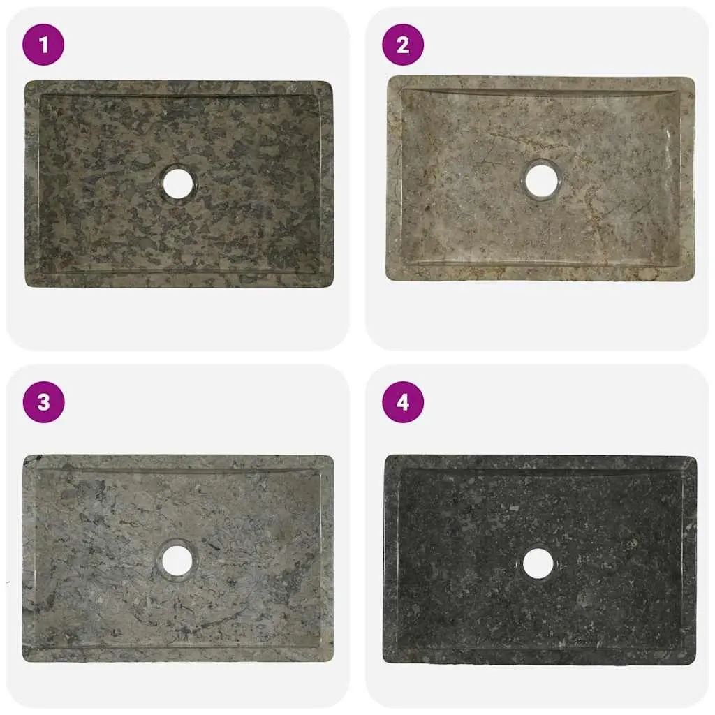 Bathroom Sink Marble 45x30x12cm Grey High Gloss Modern