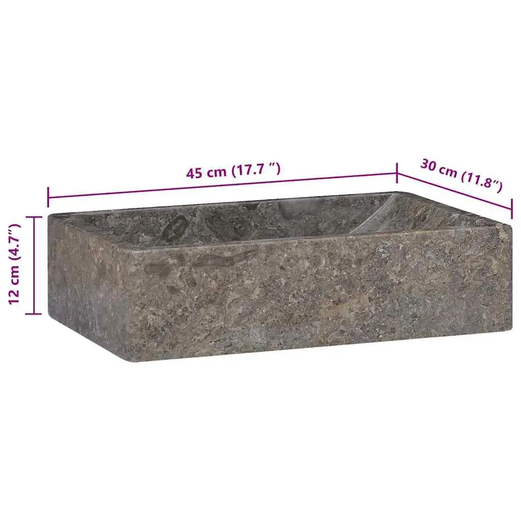 Bathroom Sink Marble 45x30x12cm Grey High Gloss Modern