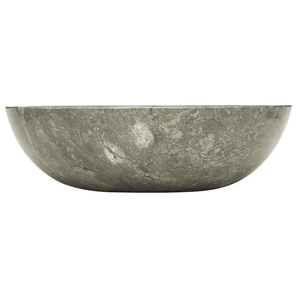 Bathroom Sink Handmade Natural Stone Round Grey Marble 40cm Diameter