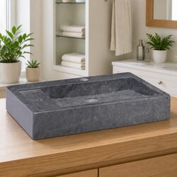 Handcrafted Black Marble Sink 58x39x10 cm Modern Design