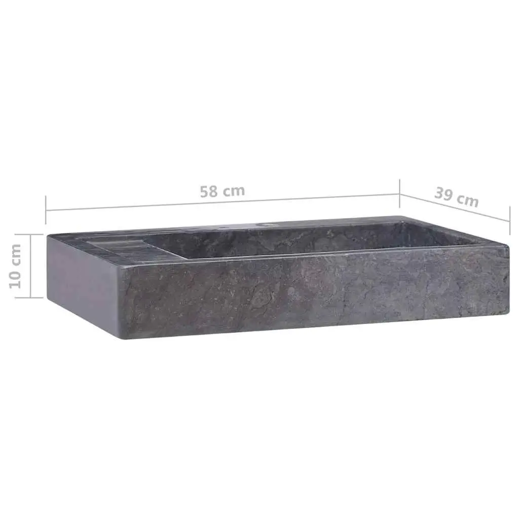 Bathroom Sink Marble 58x39x10 cm Black Handmade Countertop