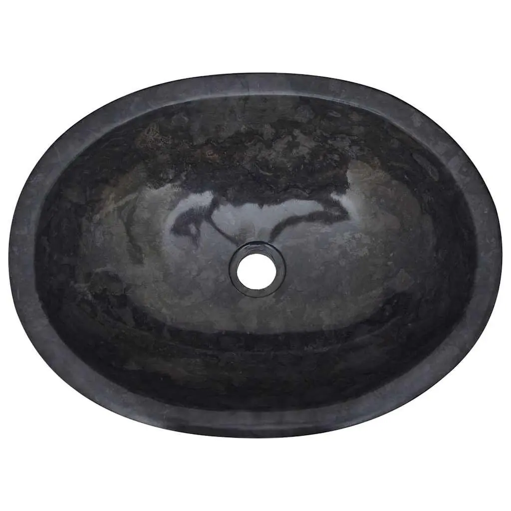 Black Marble Bathroom Basin Sink 53x40x15 cm Handmade Countertop Wash Bowl