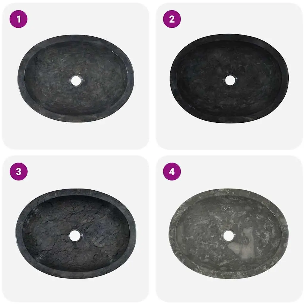 Black Marble Bathroom Basin Sink 53x40x15 cm Handmade Countertop Wash Bowl