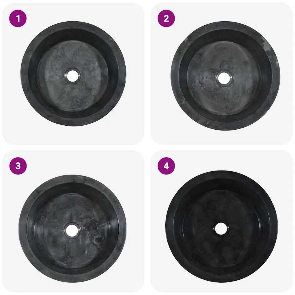Black Marble Round Basin Sink for Bathrooms