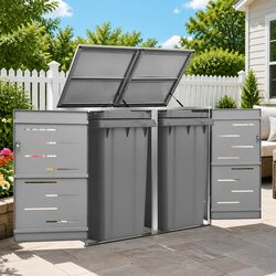 Sturdy Double Wheelie Bin Shed for Outdoor Waste Storage