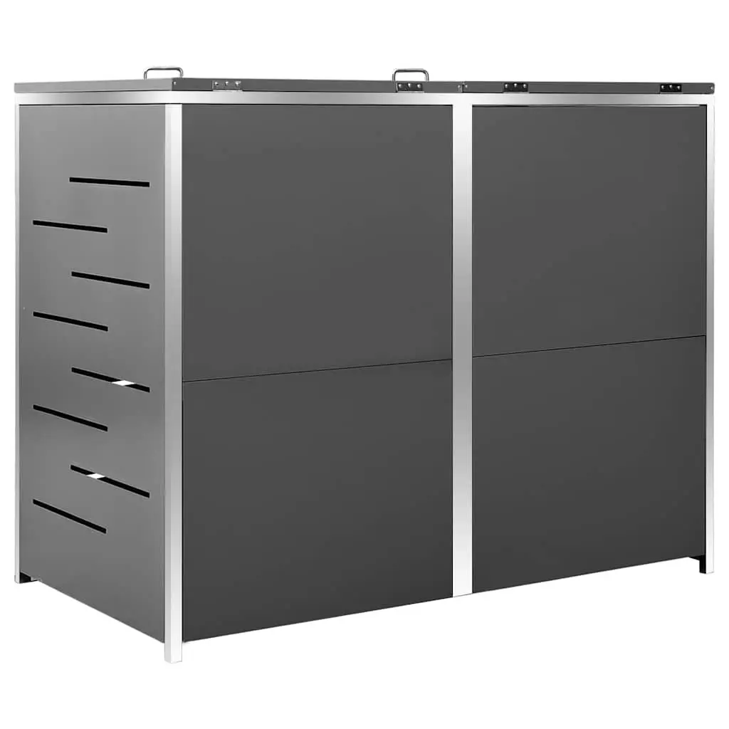 Double Wheelie Bin Shed Stainless Steel Galvanised Steel 138x77.5x115cm Anthracite