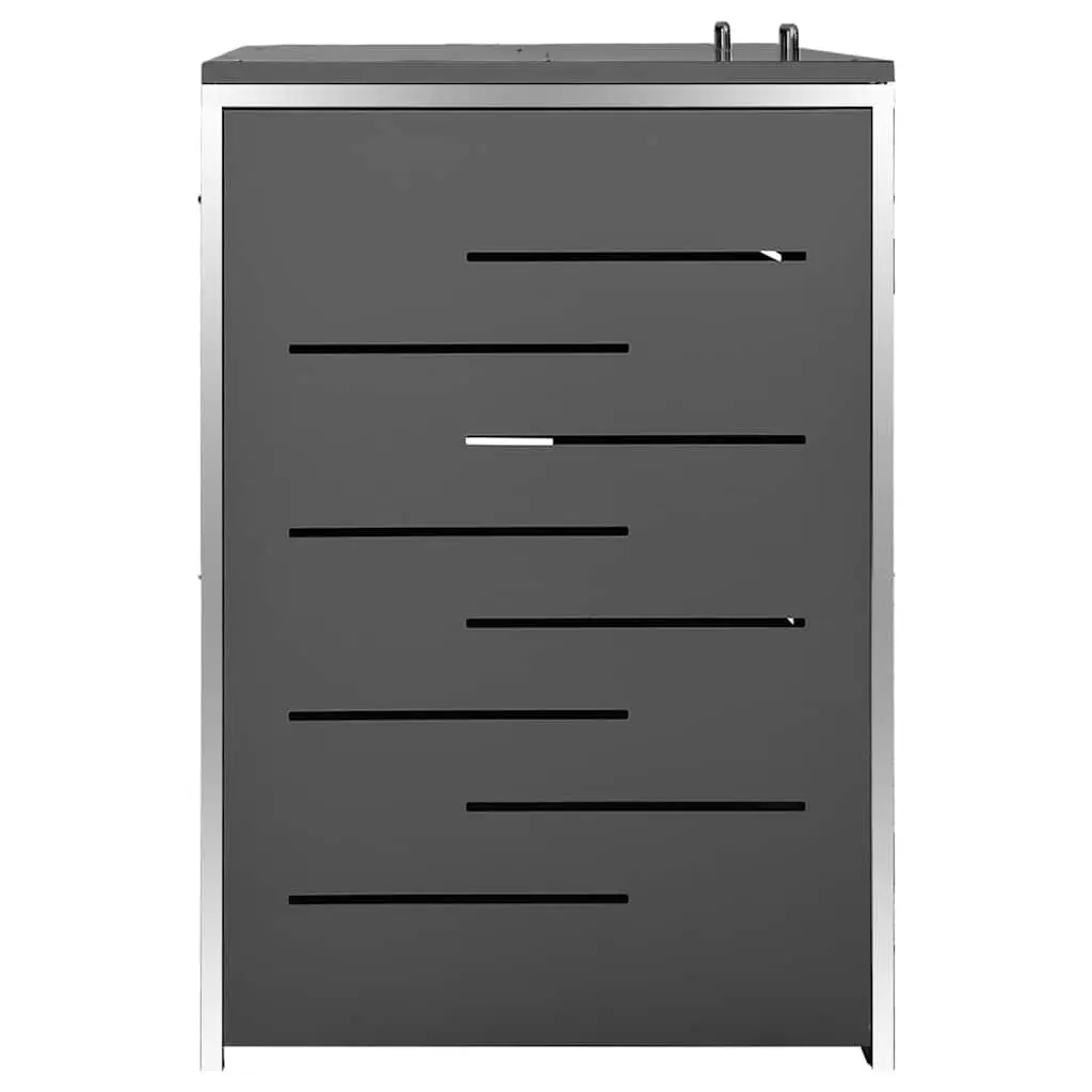 Double Wheelie Bin Shed Stainless Steel Galvanised Steel 138x77.5x115cm Anthracite